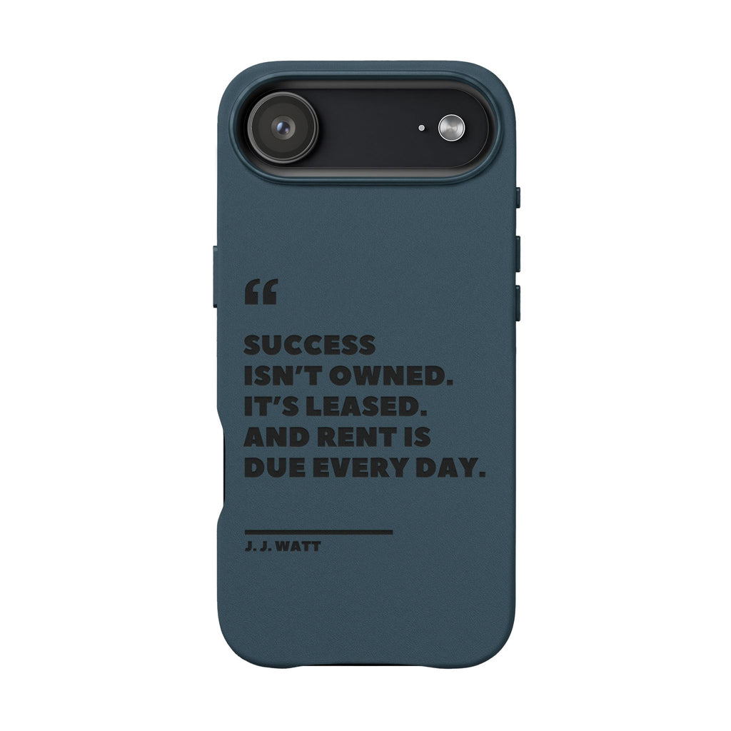 "Success Isn't Owned" Engraved PU Leather Phone Case
