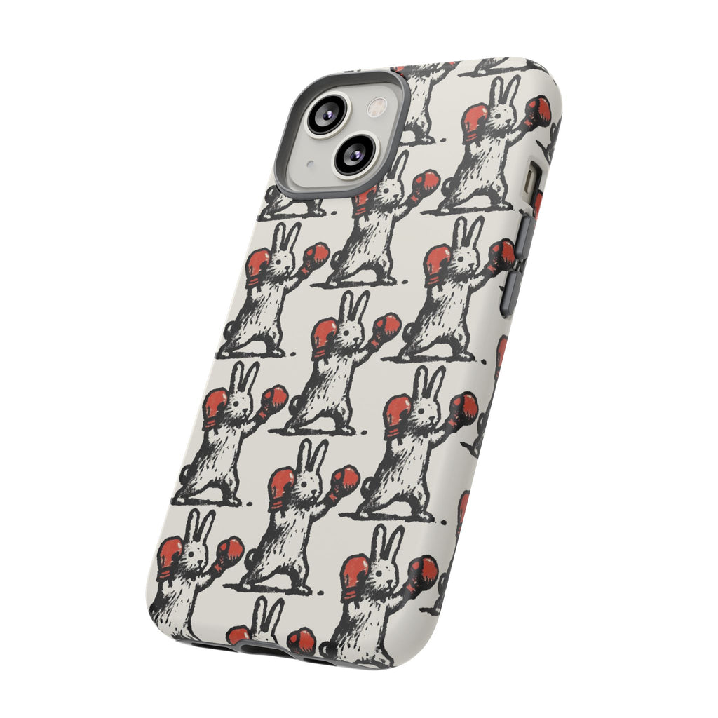 Playful Boxing Bunny Pattern Tough iPhone Case