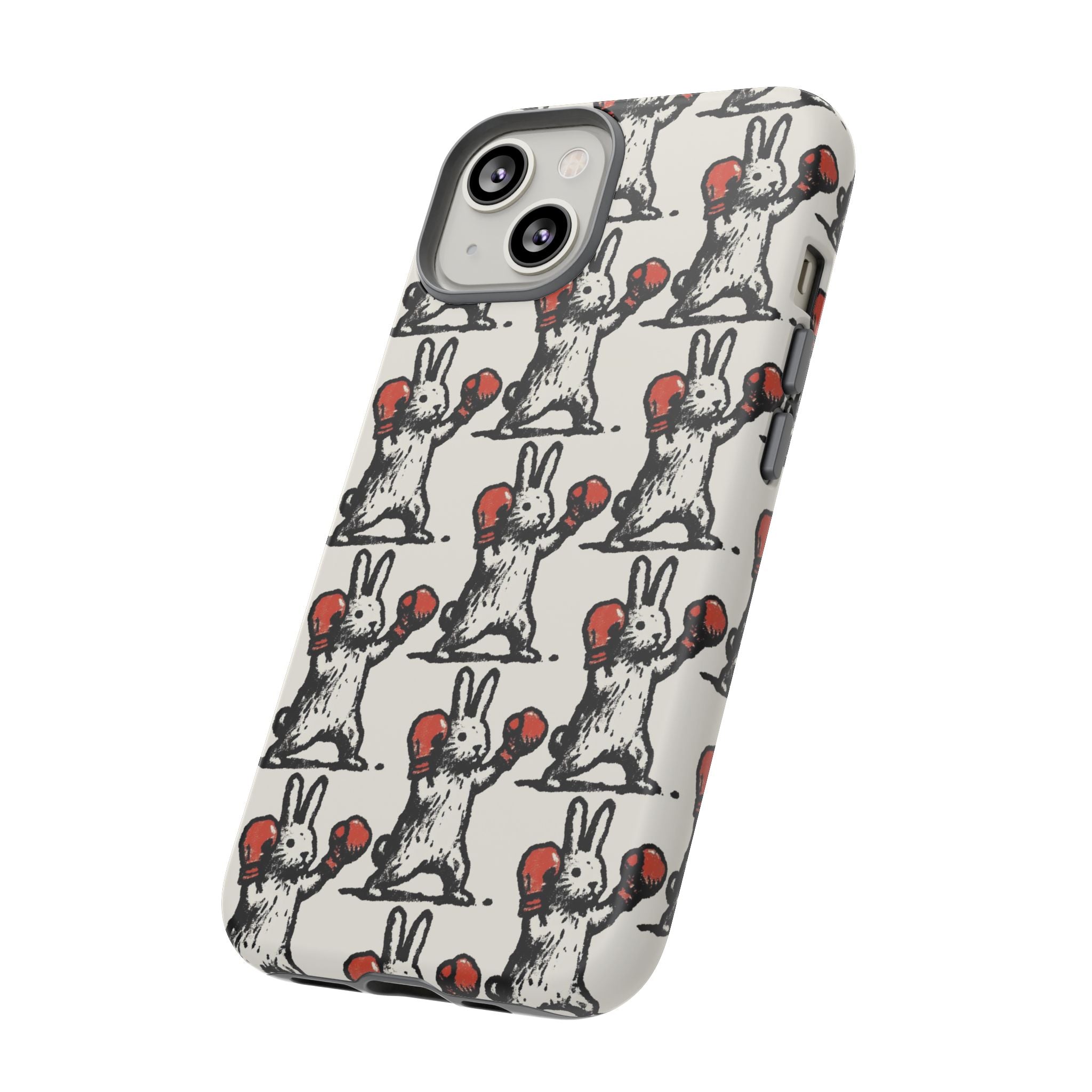 Playful Boxing Bunny Pattern Tough iPhone Case