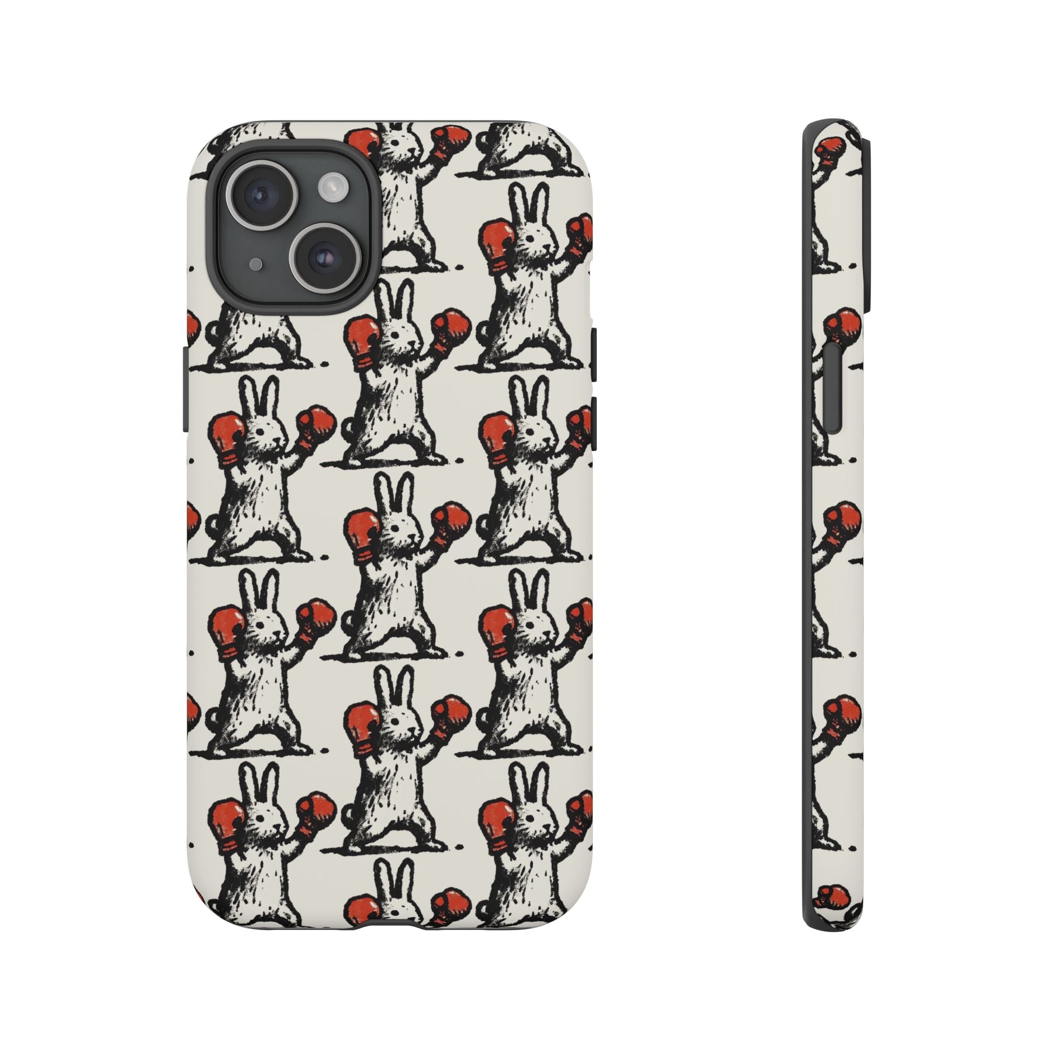 Playful Boxing Bunny Pattern Tough iPhone Case