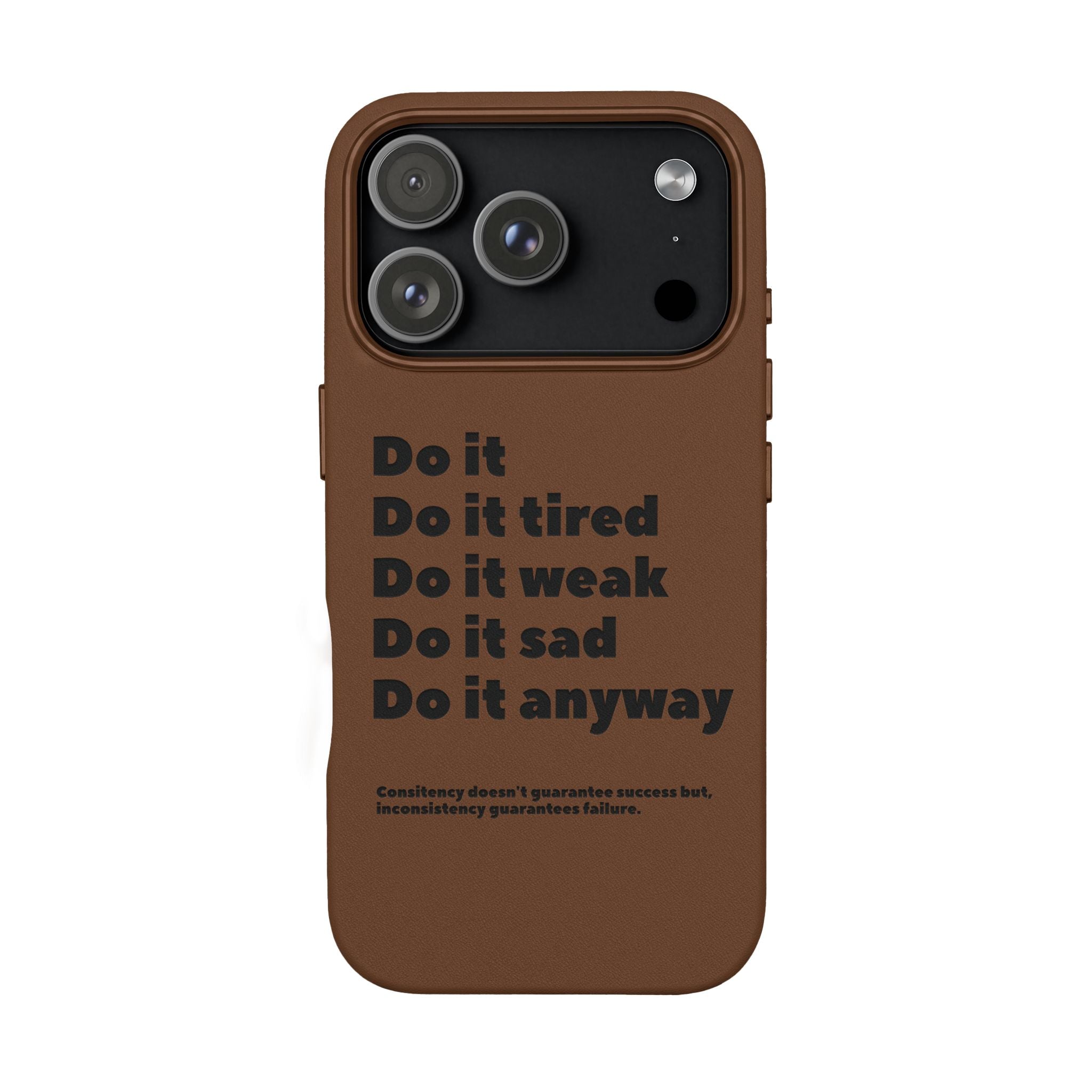 PU Leather Phone Case — Embossed Motivational Quote ‘Do it anyway’