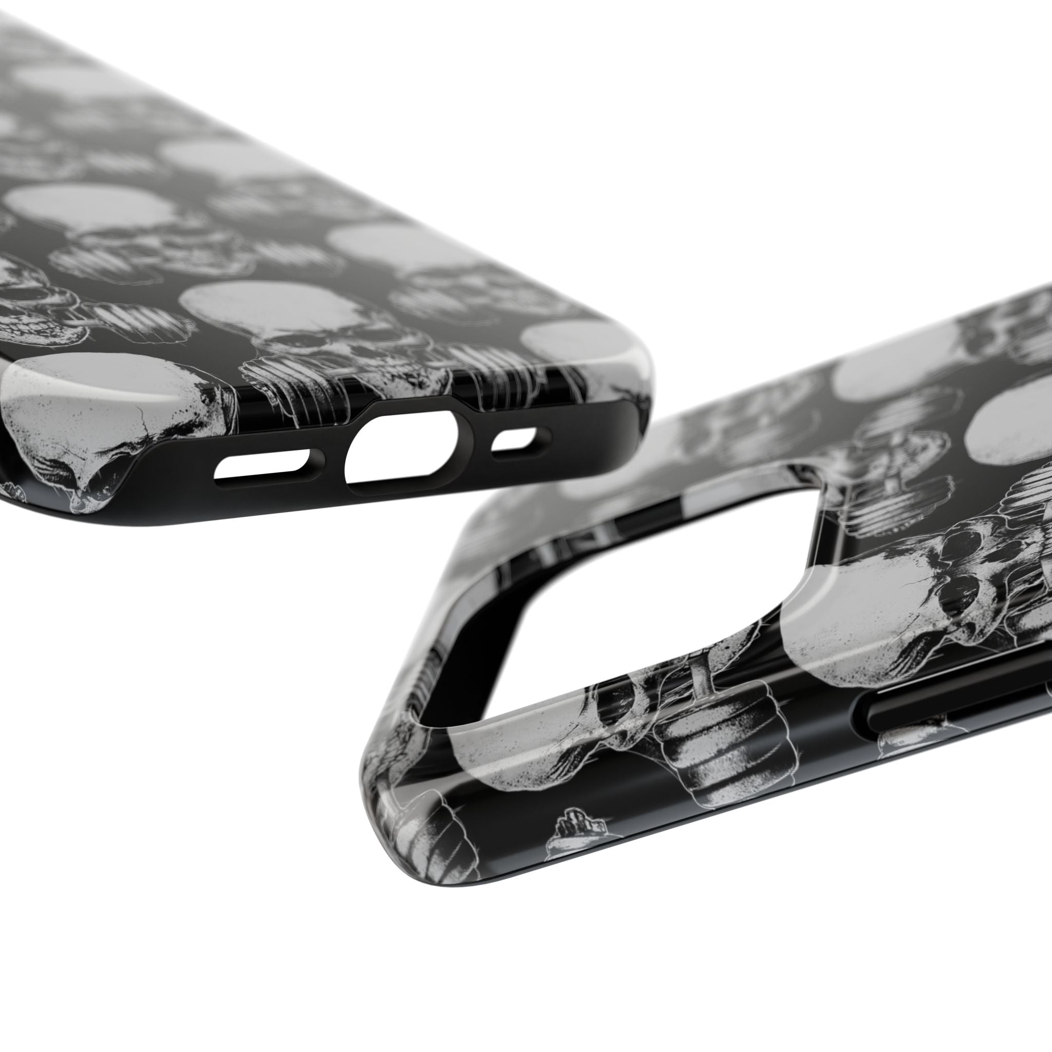 Skull Barbell Tough Phone Case — Black Grunge Protective Phone Cover
