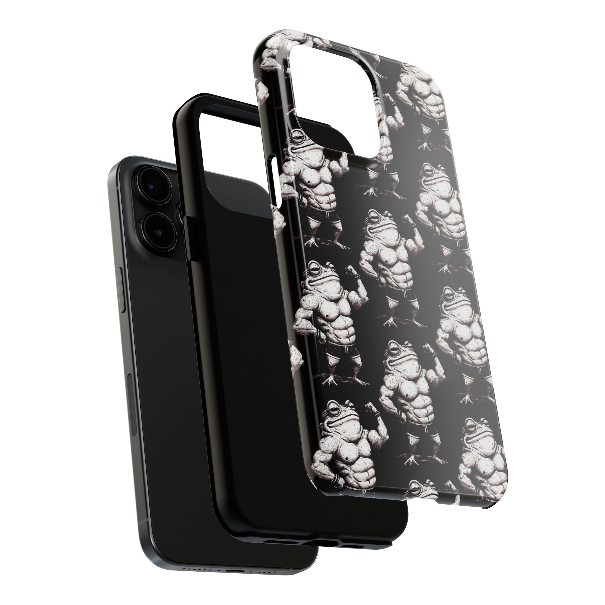 Frog Muscle Pattern Phone Case — Tough Black Protective iPhone Cover