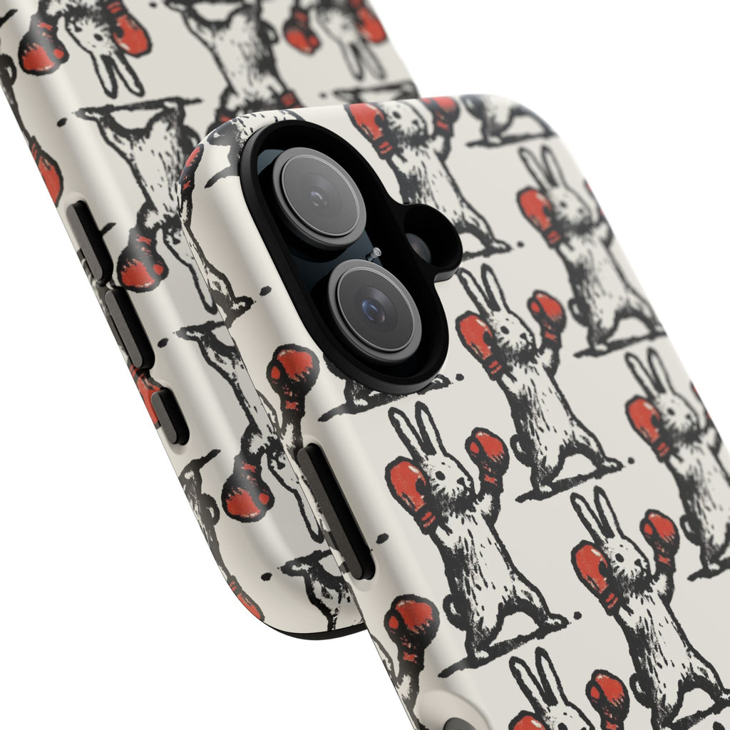 Playful Boxing Bunny Pattern Tough iPhone Case
