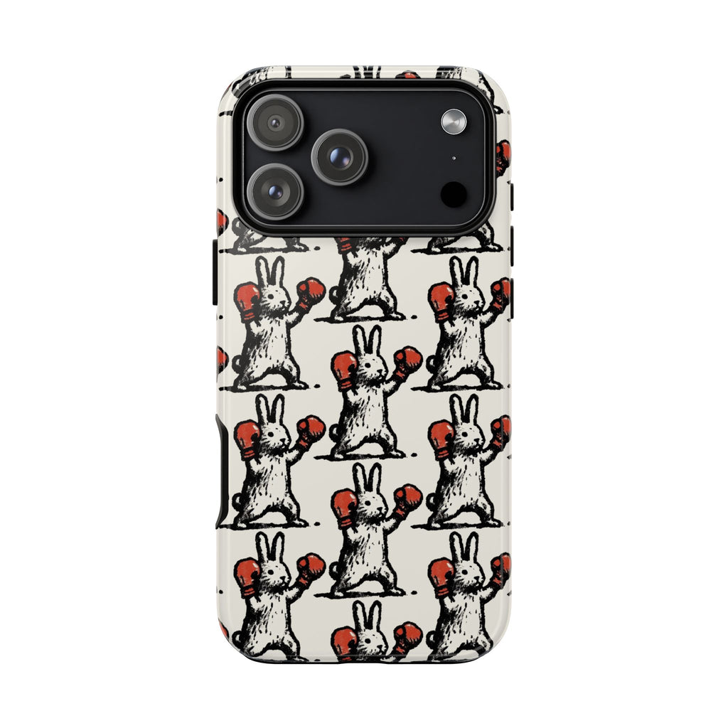 Playful Boxing Bunny Pattern Tough iPhone Case