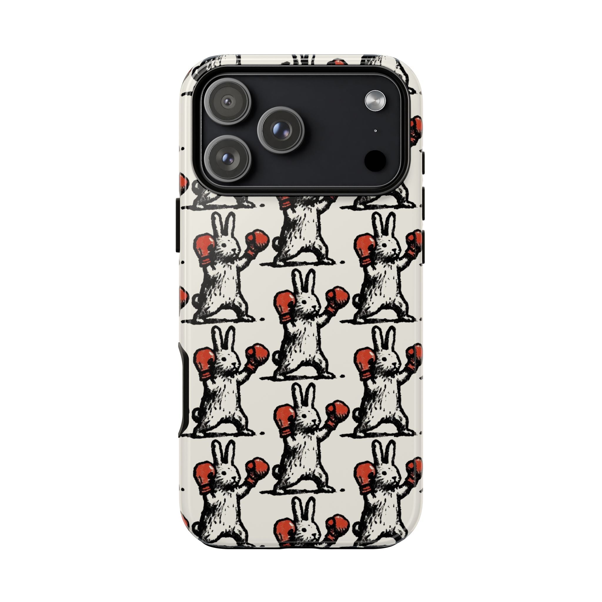 Playful Boxing Bunny Pattern Tough iPhone Case