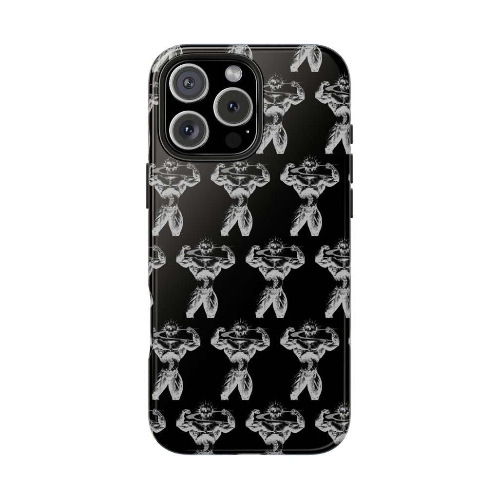 Black Tough Phone Case with White Moth Pattern — Protective iPhone Case, Gothic Nature Vibe