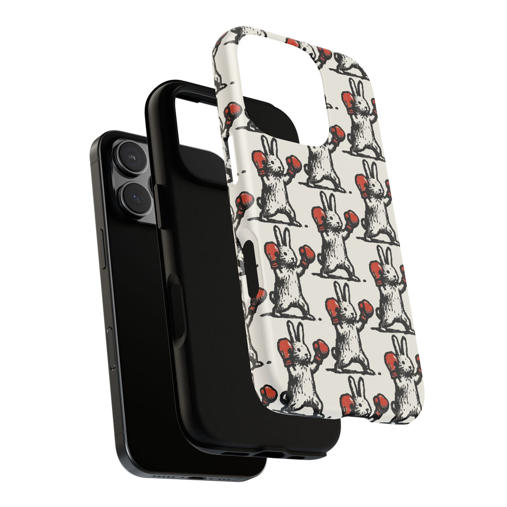Playful Boxing Bunny Pattern Tough iPhone Case