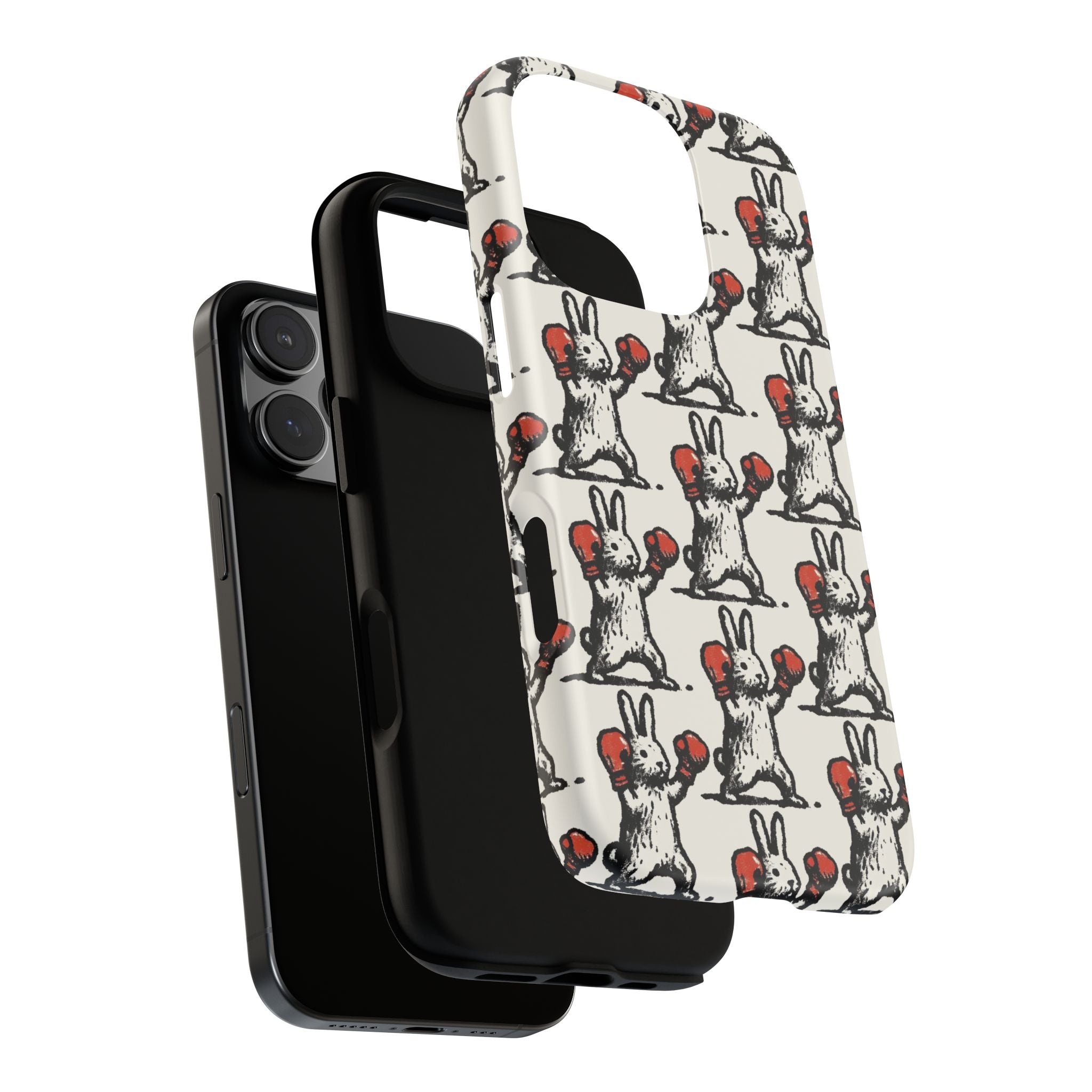 Playful Boxing Bunny Pattern Tough iPhone Case