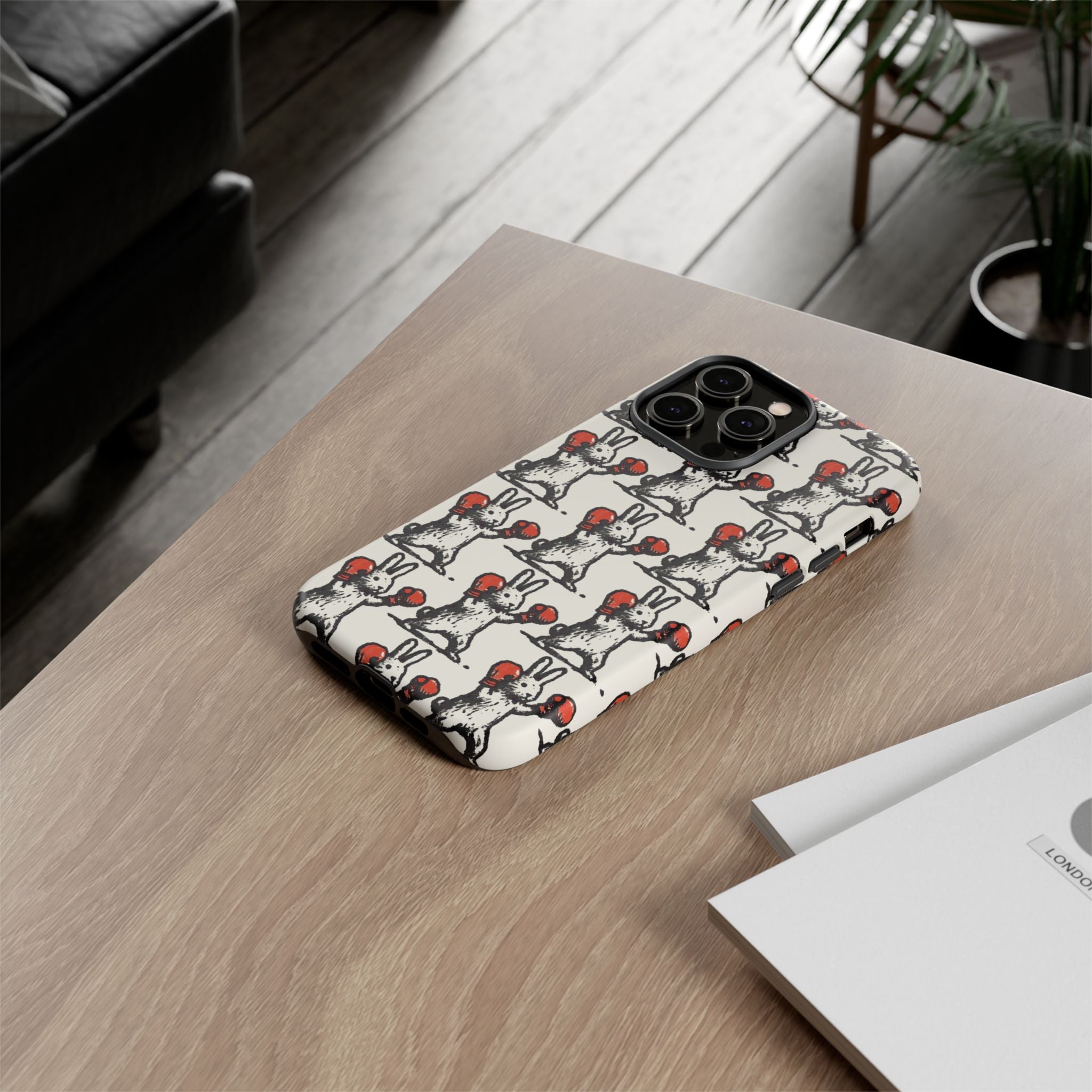 Playful Boxing Bunny Pattern Tough iPhone Case