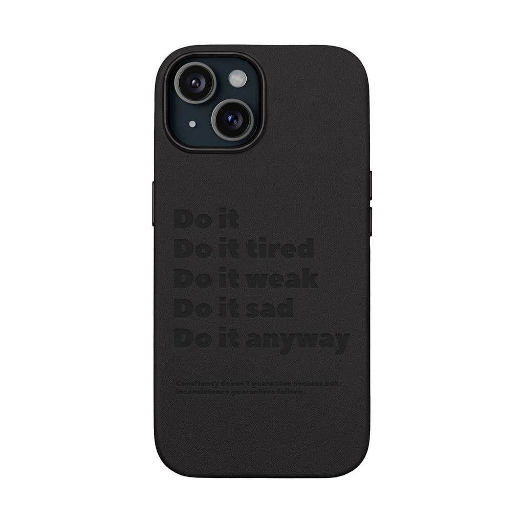 PU Leather Phone Case — Embossed Motivational Quote ‘Do it anyway’