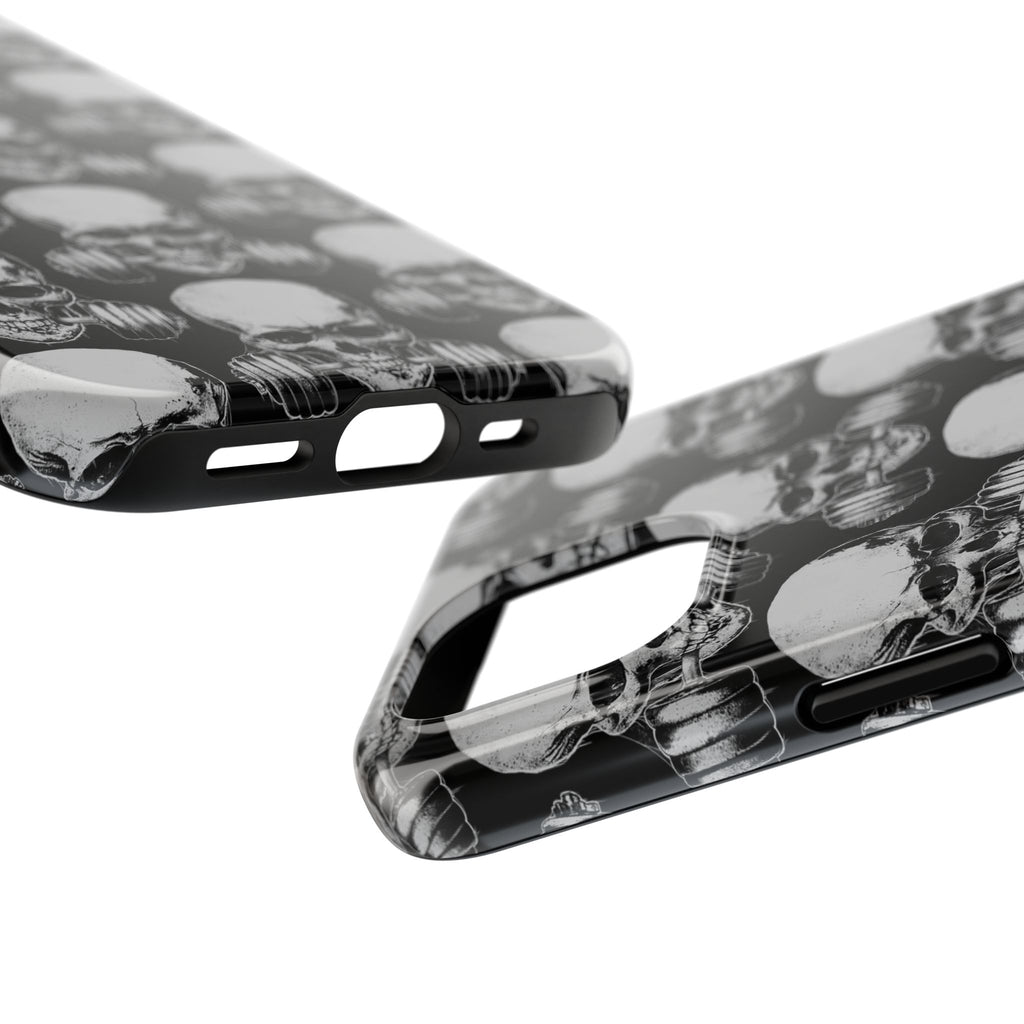 Skull Barbell Tough Phone Case — Black Grunge Protective Phone Cover