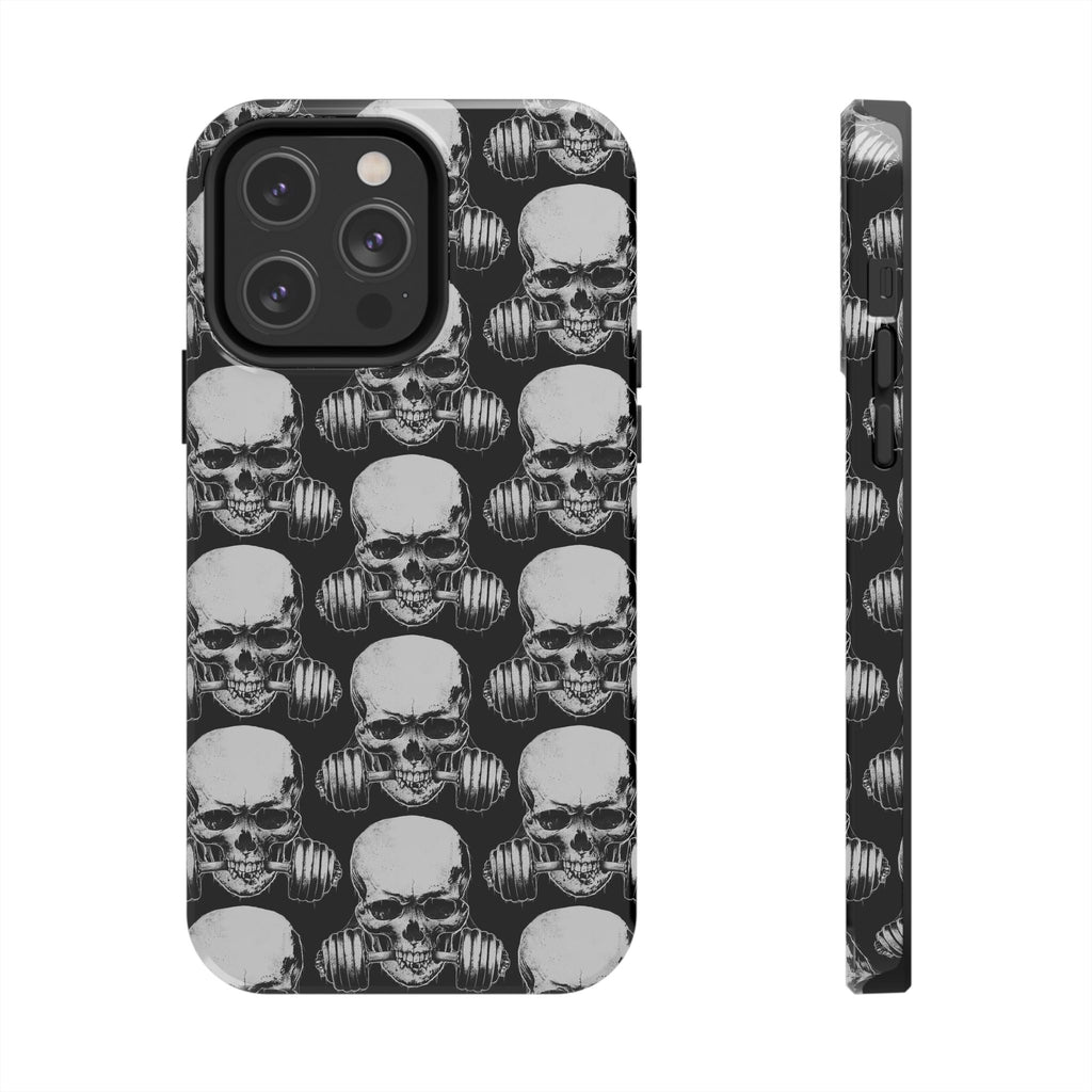 Skull Barbell Tough Phone Case — Black Grunge Protective Phone Cover