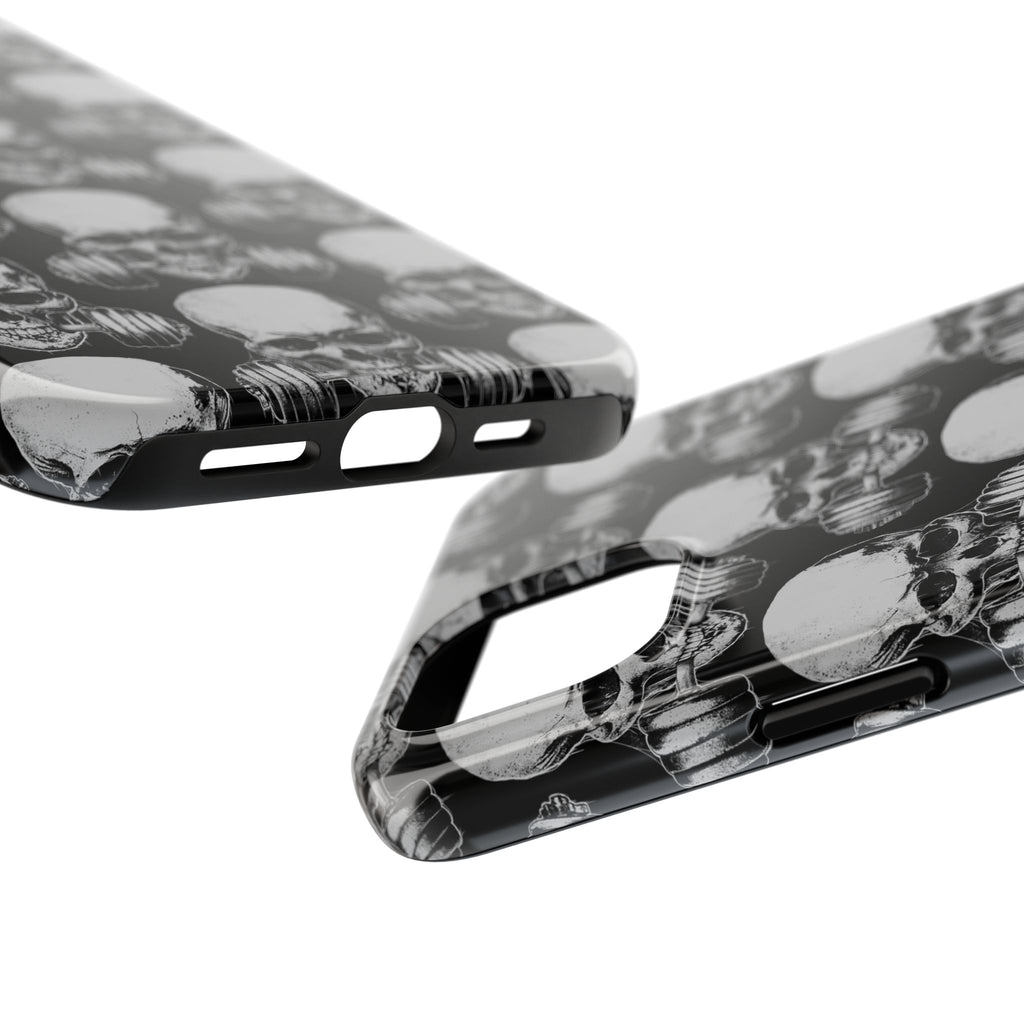 Skull Barbell Tough Phone Case — Black Grunge Protective Phone Cover