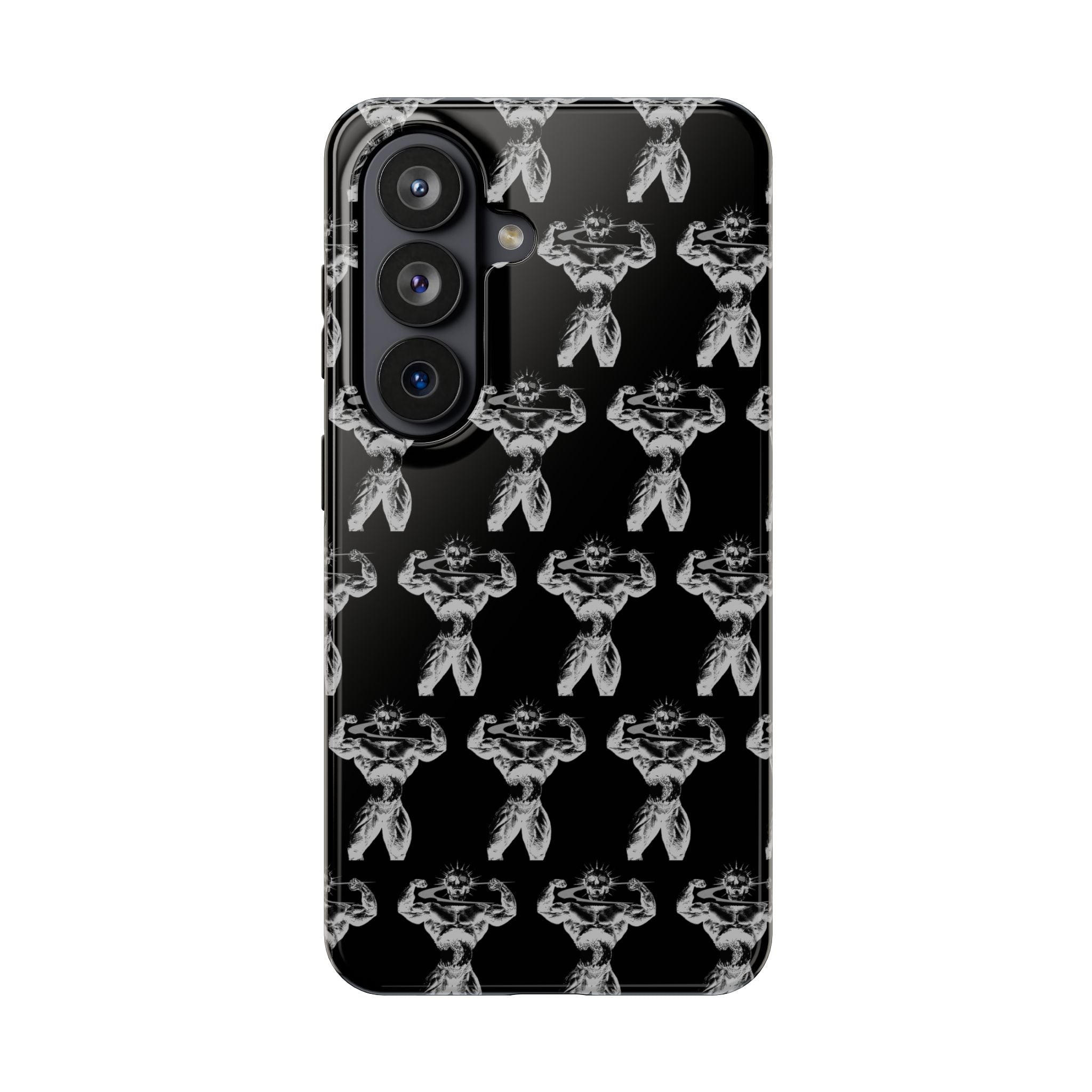 Black Tough Phone Case with White Moth Pattern — Protective iPhone Case, Gothic Nature Vibe