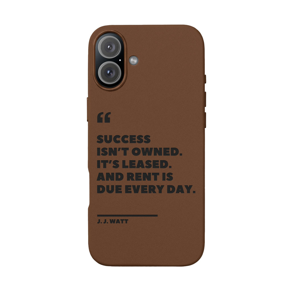 "Success Isn't Owned" Engraved PU Leather Phone Case