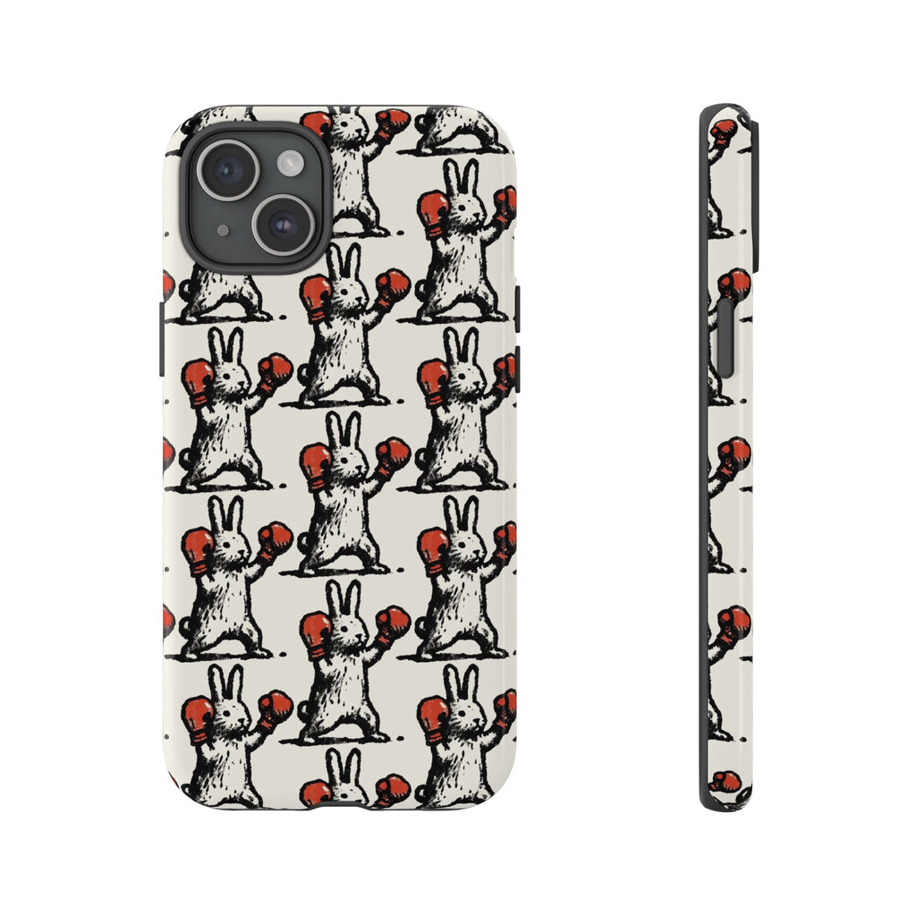Playful Boxing Bunny Pattern Tough iPhone Case