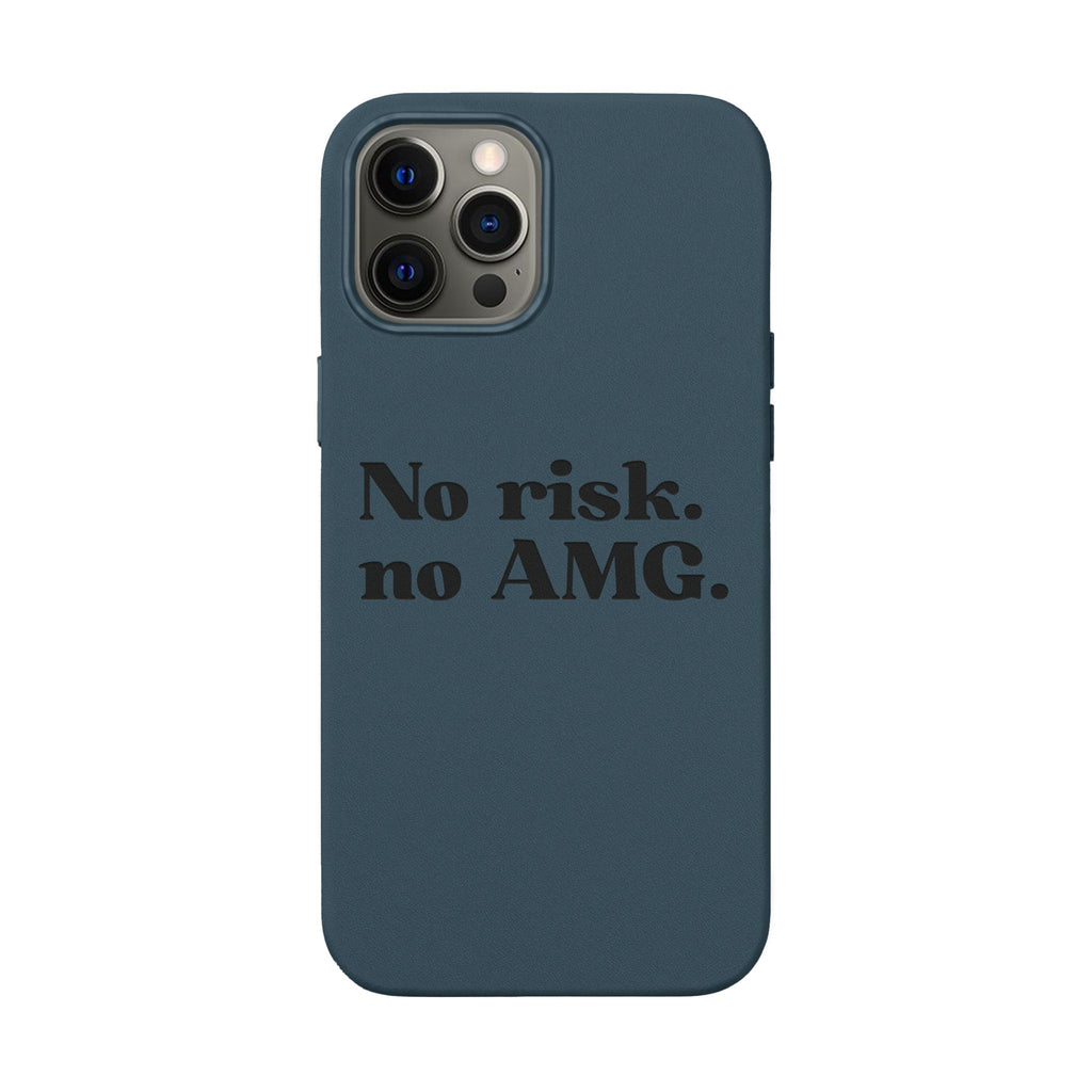Engraved “No risk. no AMG.” Brown PU Leather Phone Case