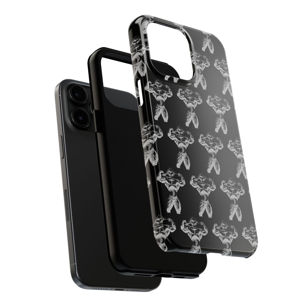 Black Tough Phone Case with White Moth Pattern — Protective iPhone Case, Gothic Nature Vibe