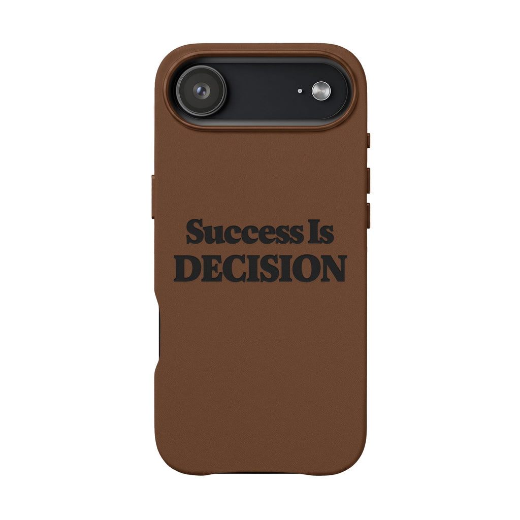 "Success Is Decision" Engraved Motivational Cover —PU Leather Phone Case
