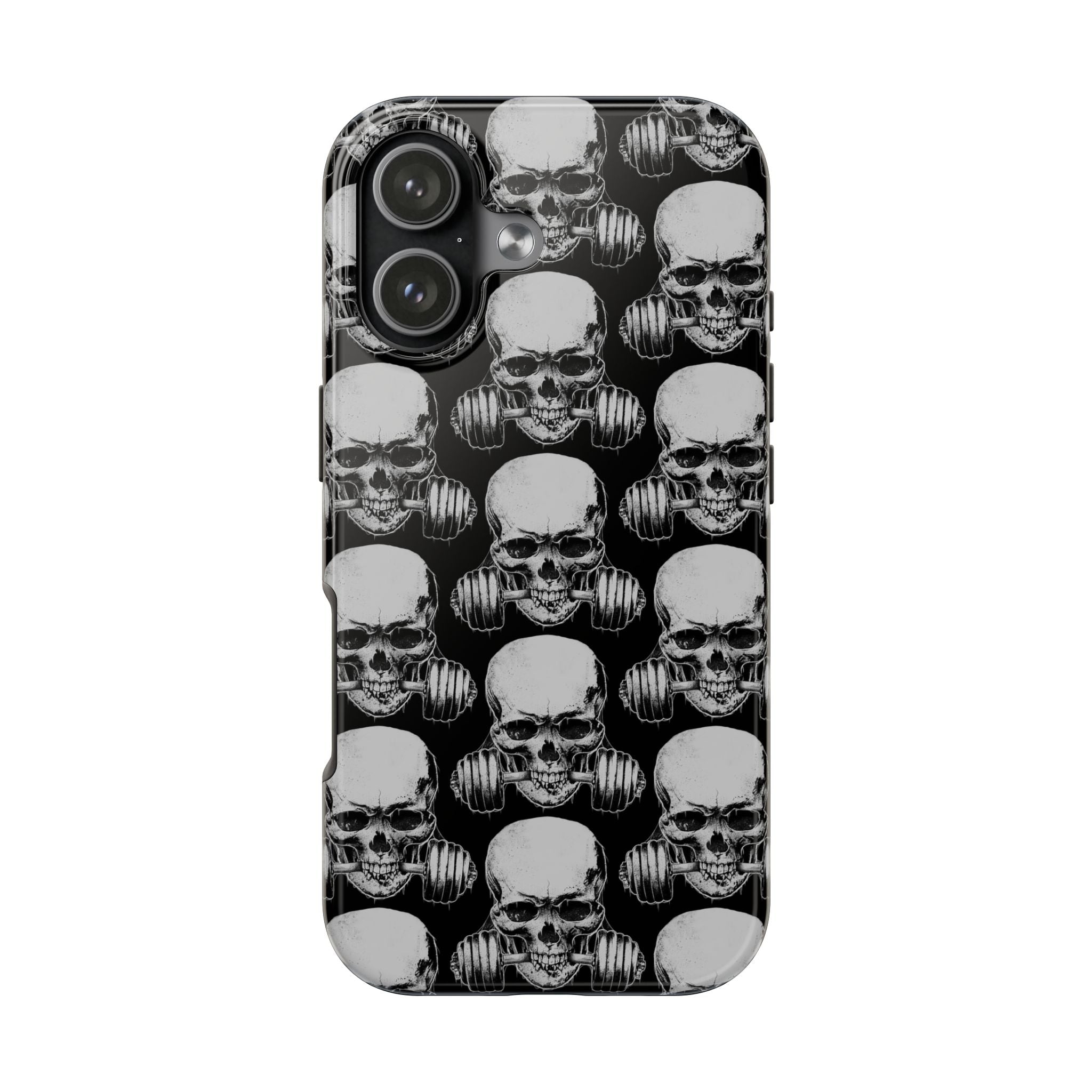 Skull Barbell Tough Phone Case — Black Grunge Protective Phone Cover
