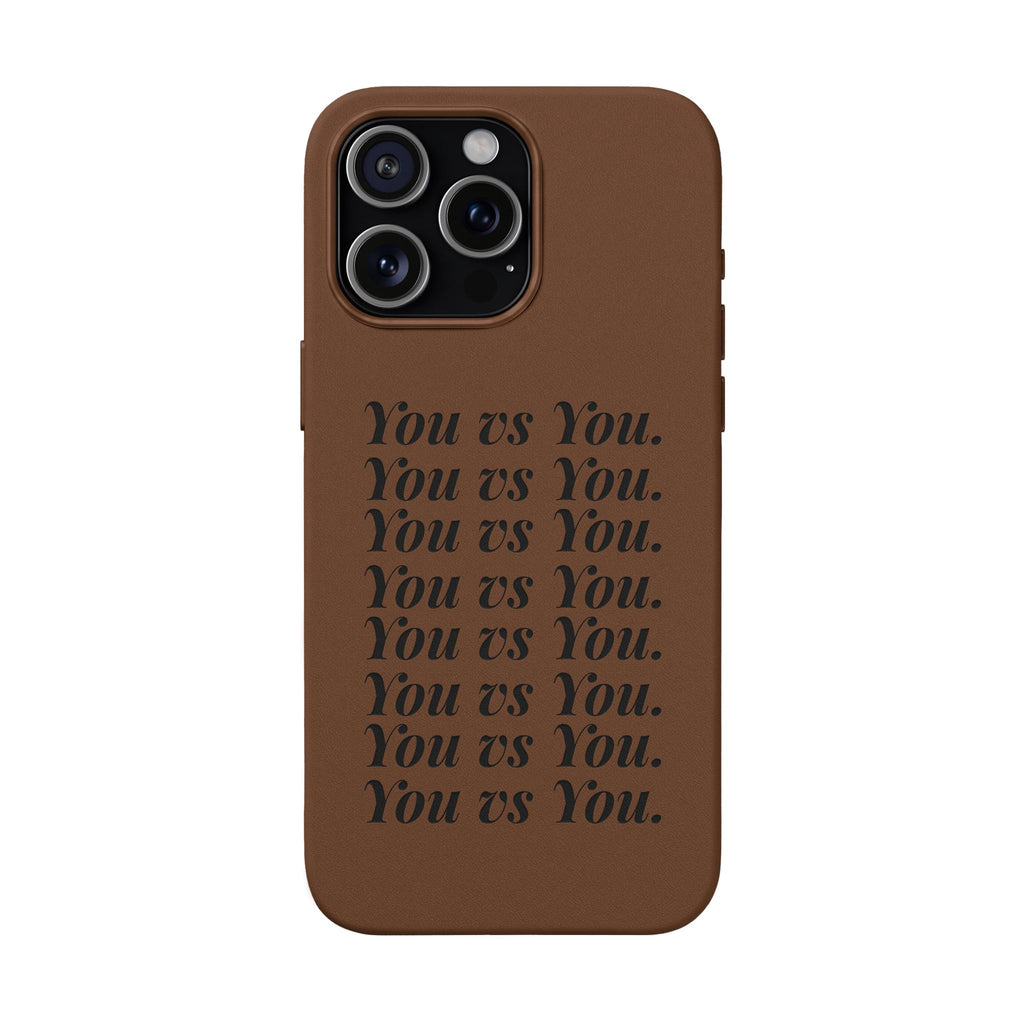 "You vs You" Engraved PU Leather Phone Case