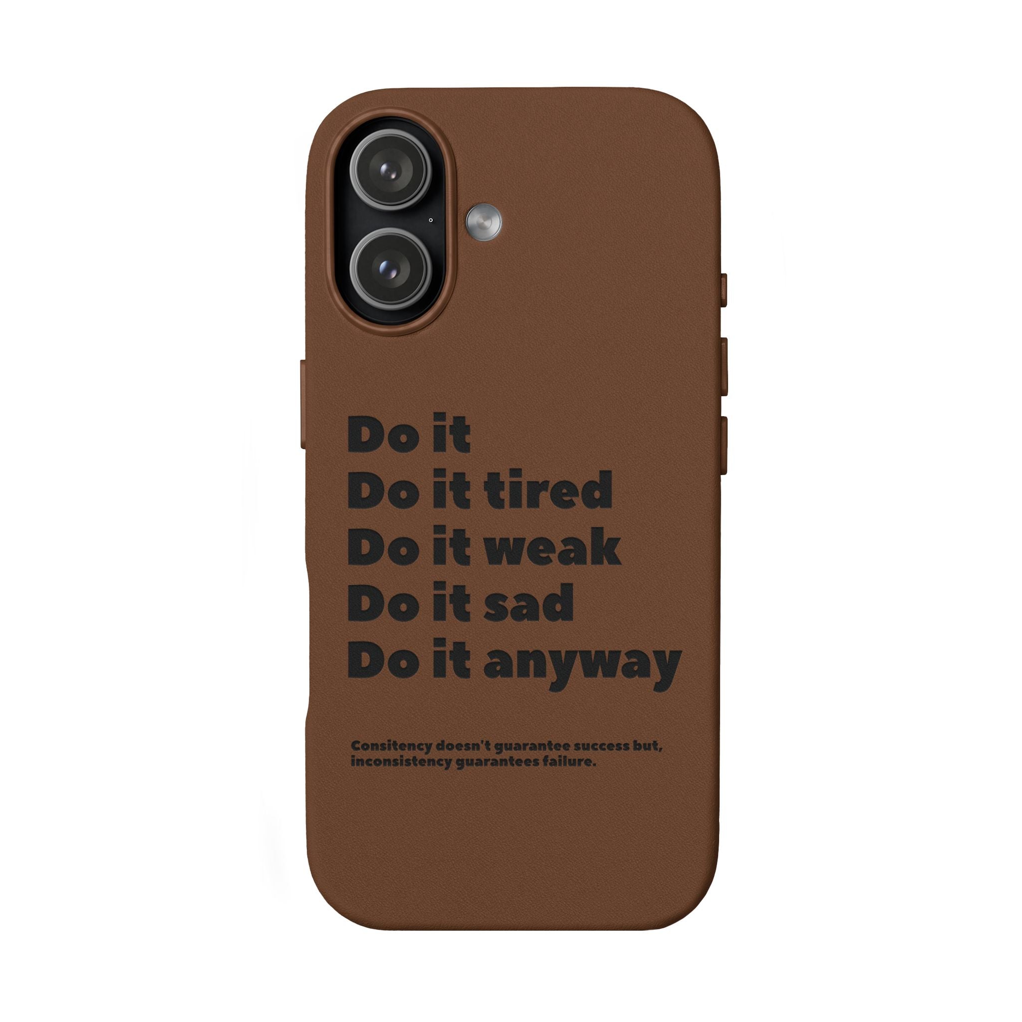 PU Leather Phone Case — Embossed Motivational Quote ‘Do it anyway’