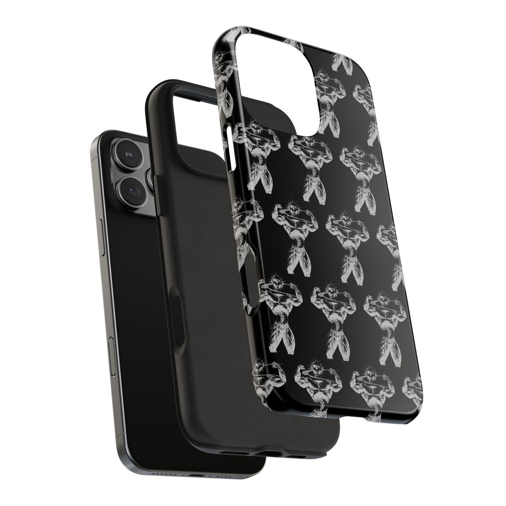 Black Tough Phone Case with White Moth Pattern — Protective iPhone Case, Gothic Nature Vibe
