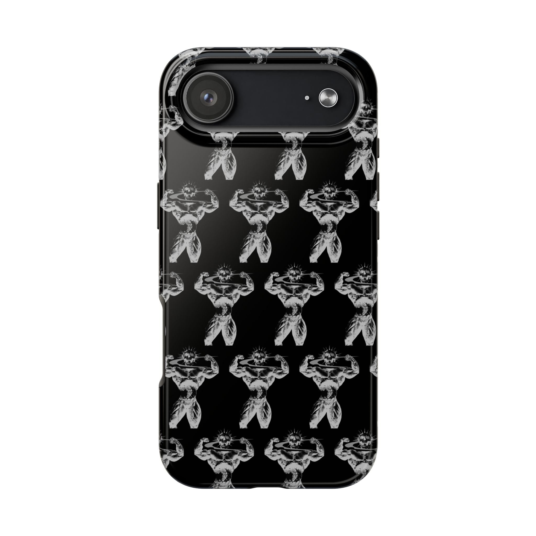 Black Tough Phone Case with White Moth Pattern — Protective iPhone Case, Gothic Nature Vibe