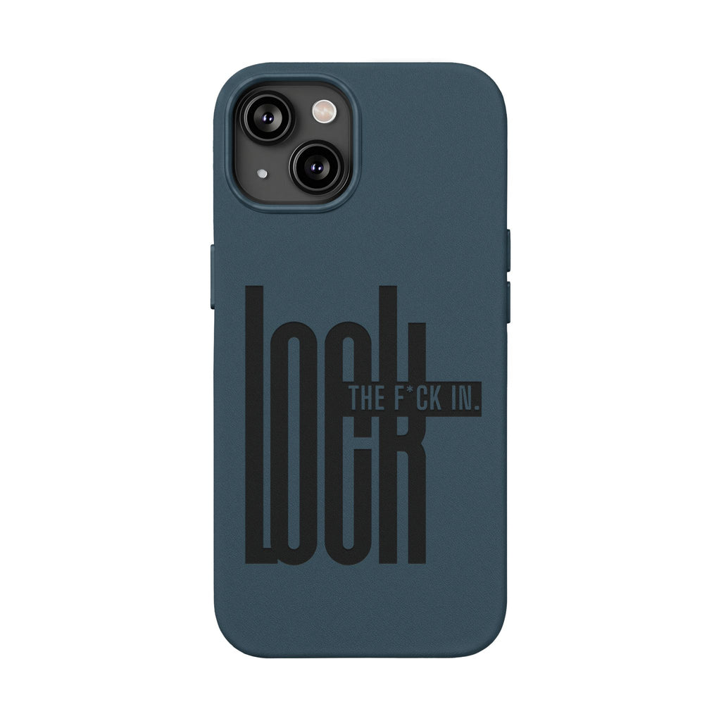 'LOCK the F*CK IN' Engraved Brown Protective Cover —PU Leather Phone Case