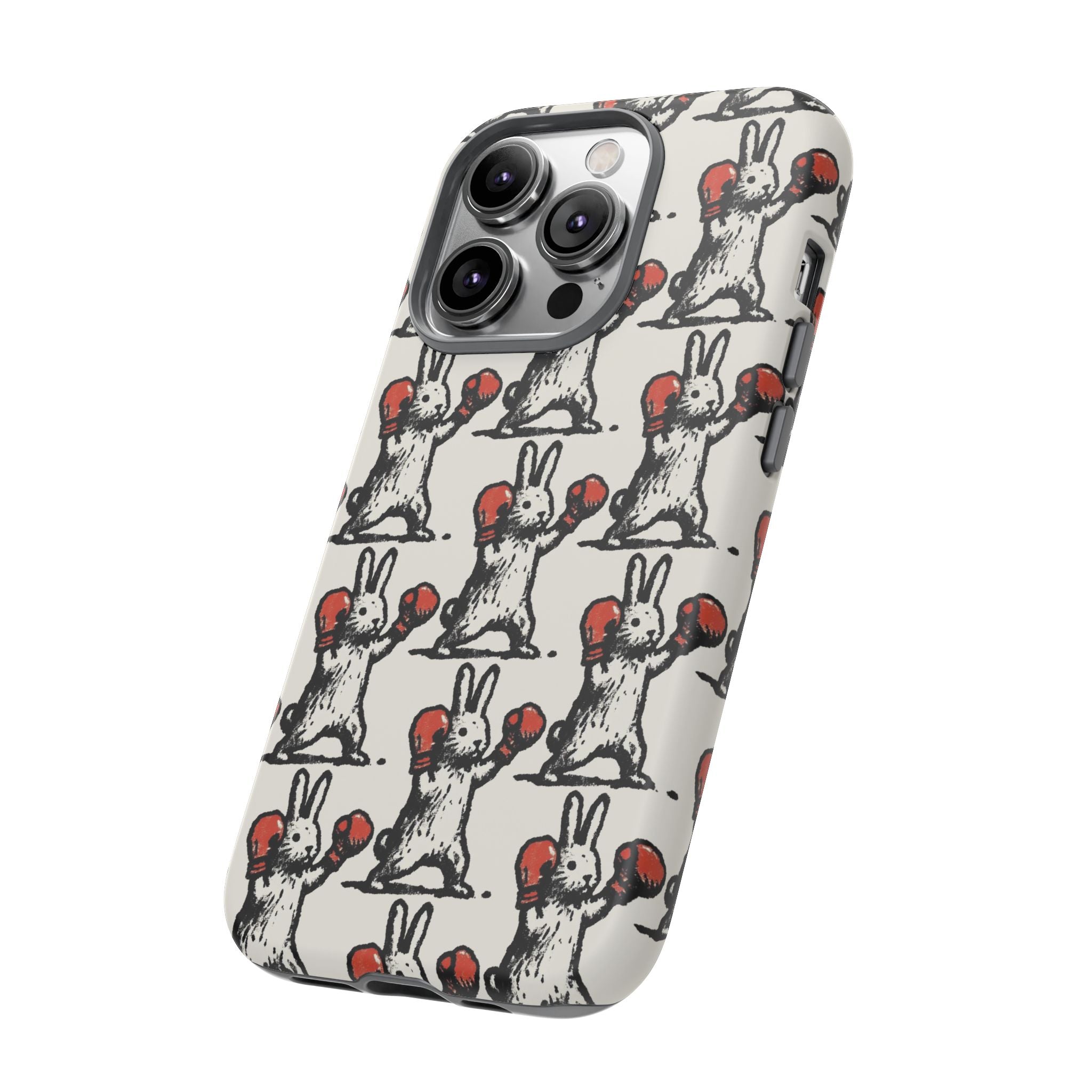 Playful Boxing Bunny Pattern Tough iPhone Case