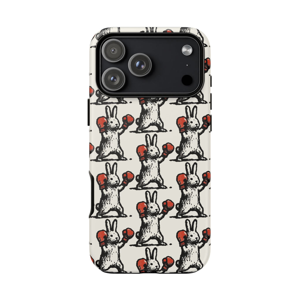 Playful Boxing Bunny Pattern Tough iPhone Case