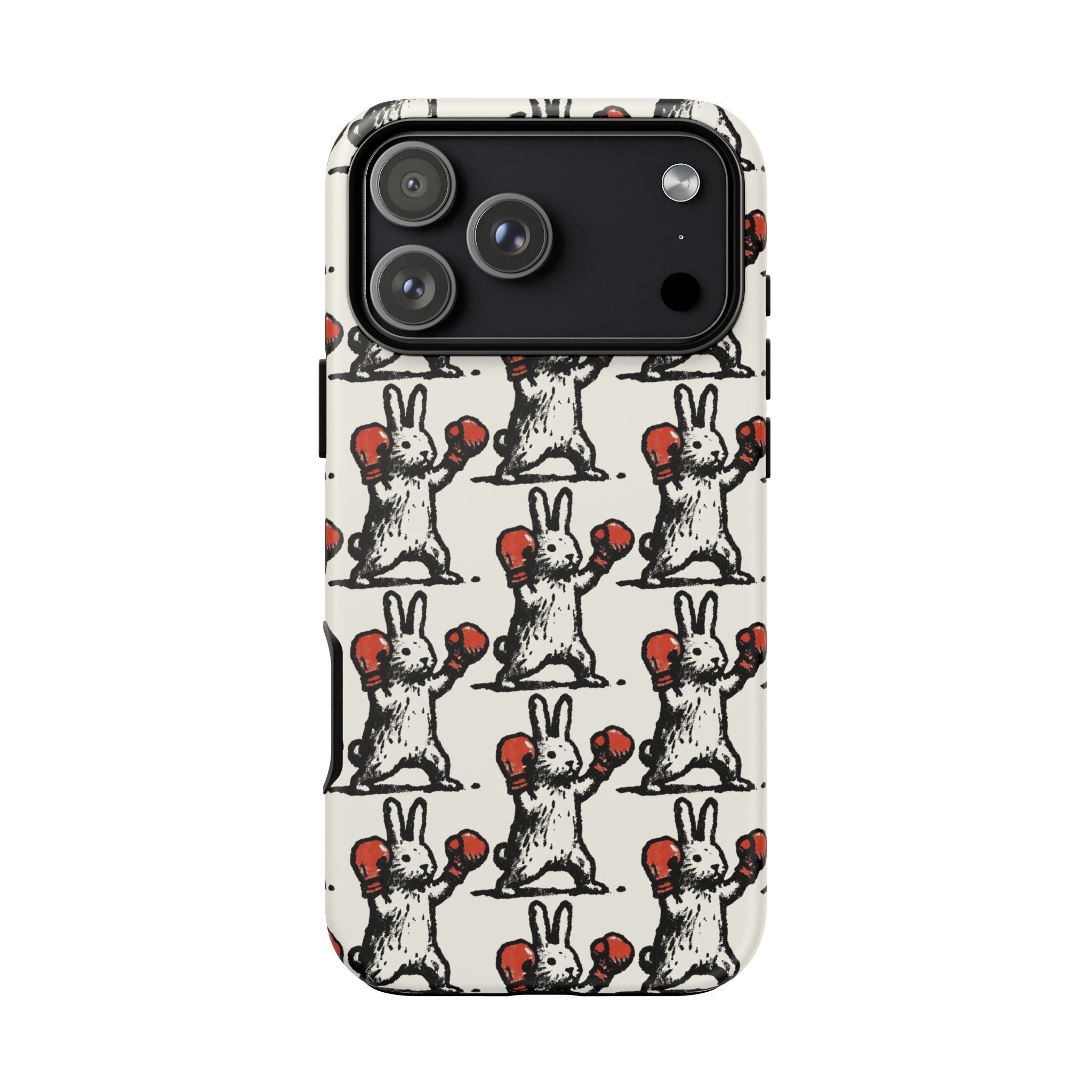 Playful Boxing Bunny Pattern Tough iPhone Case