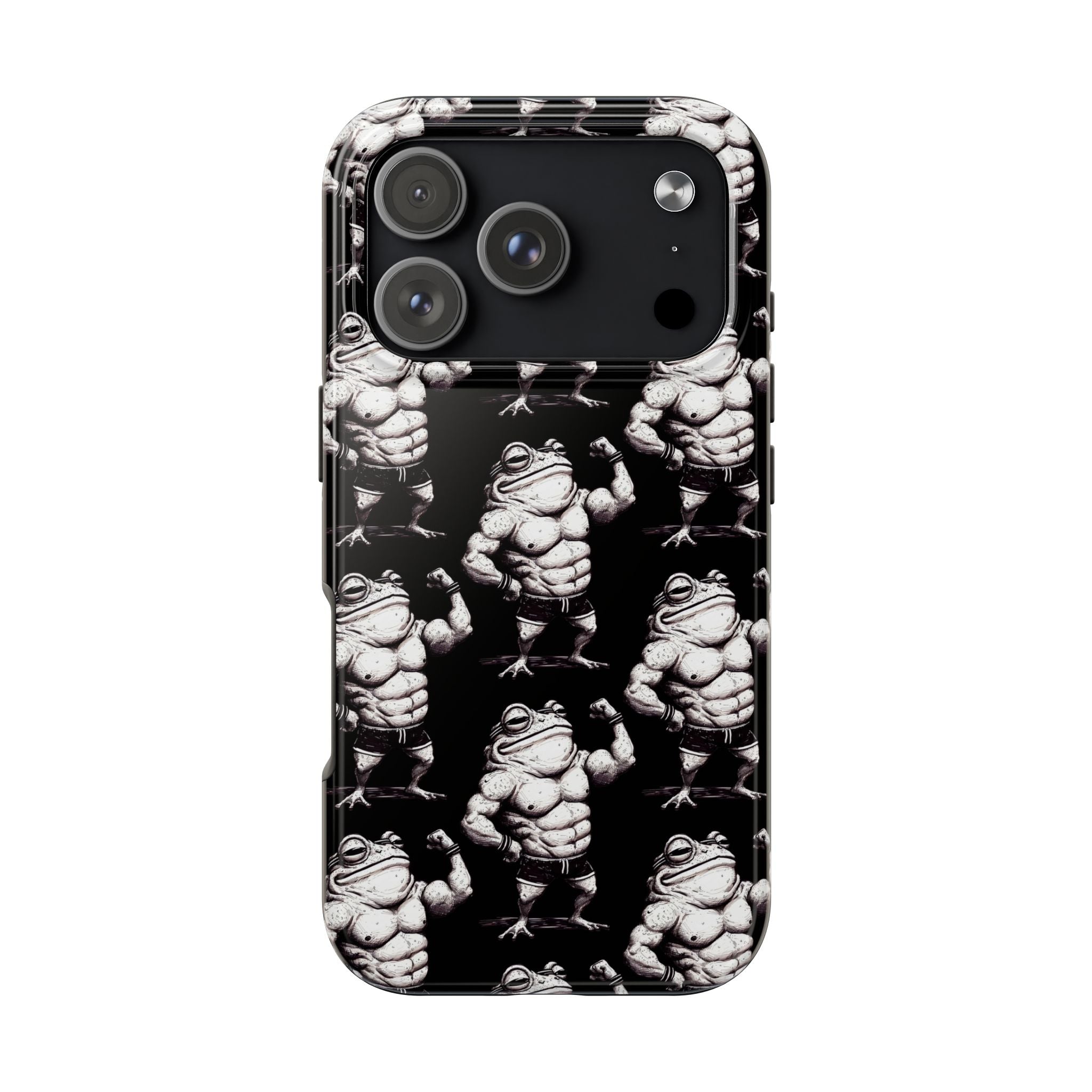 Frog Muscle Pattern Phone Case — Tough Black Protective iPhone Cover