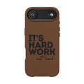 “It's Hard Work Not Luck” Engraved PU Leather Phone Case