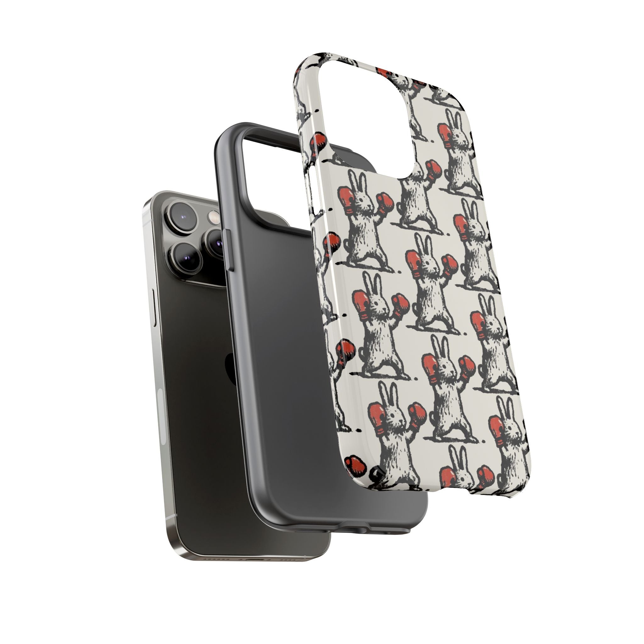 Playful Boxing Bunny Pattern Tough iPhone Case