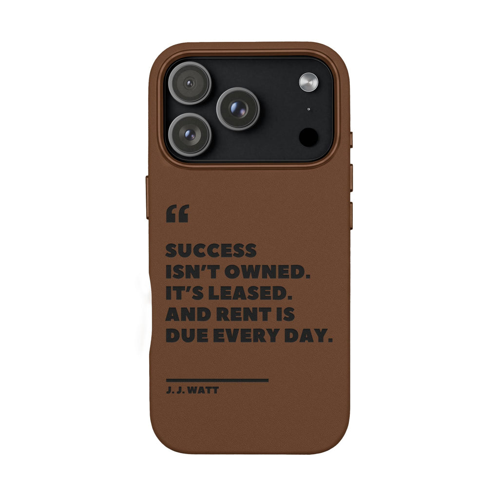 "Success Isn't Owned" Engraved PU Leather Phone Case