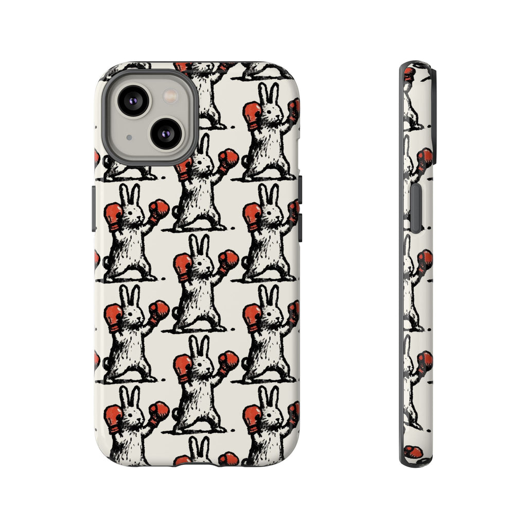 Playful Boxing Bunny Pattern Tough iPhone Case