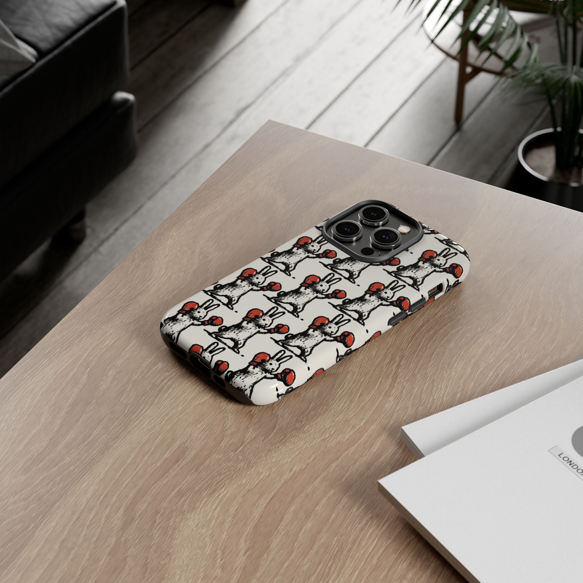 Playful Boxing Bunny Pattern Tough iPhone Case