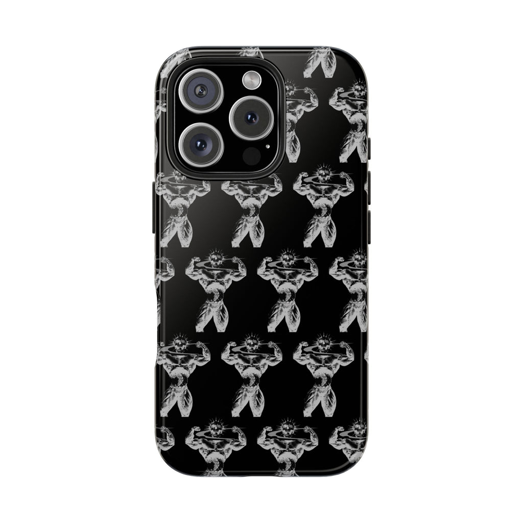 Black Tough Phone Case with White Moth Pattern — Protective iPhone Case, Gothic Nature Vibe