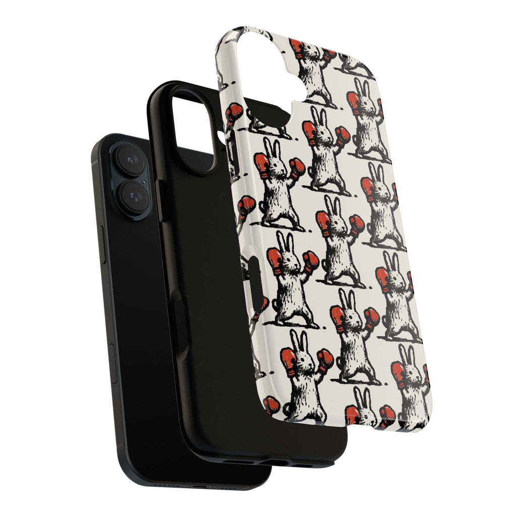 Playful Boxing Bunny Pattern Tough iPhone Case