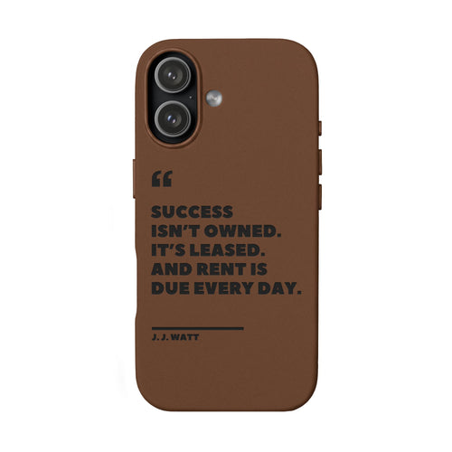 "Success Isn't Owned" Engraved PU Leather Phone Case