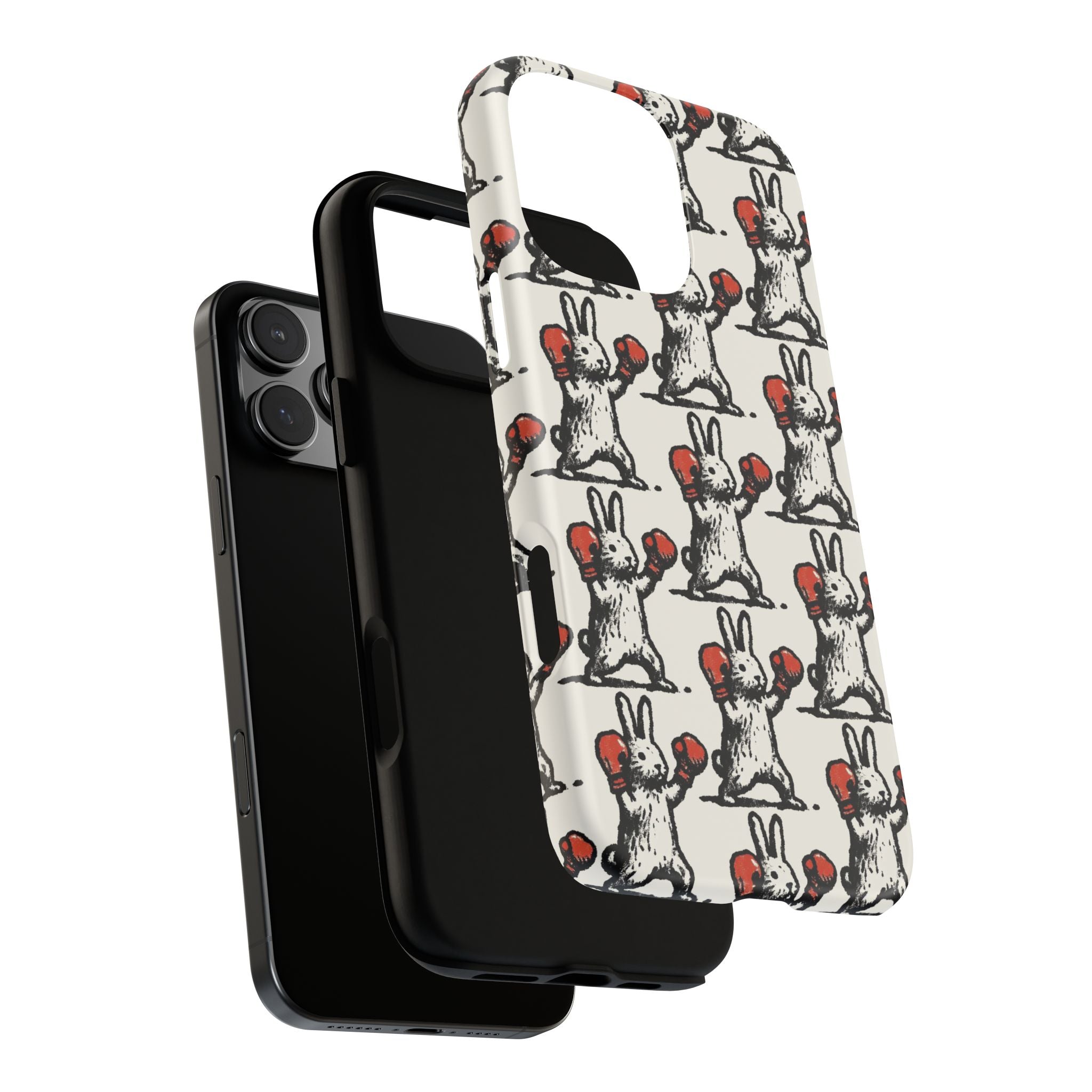 Playful Boxing Bunny Pattern Tough iPhone Case