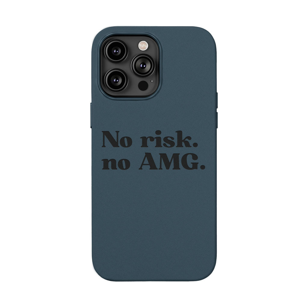 Engraved “No risk. no AMG.” Brown PU Leather Phone Case
