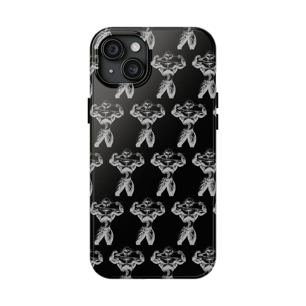 Black Tough Phone Case with White Moth Pattern — Protective iPhone Case, Gothic Nature Vibe