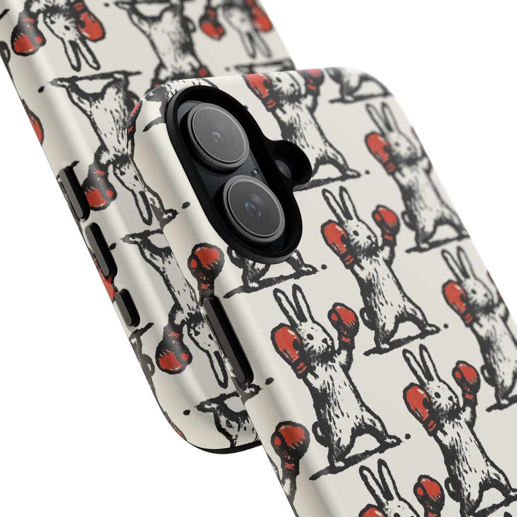 Playful Boxing Bunny Pattern Tough iPhone Case
