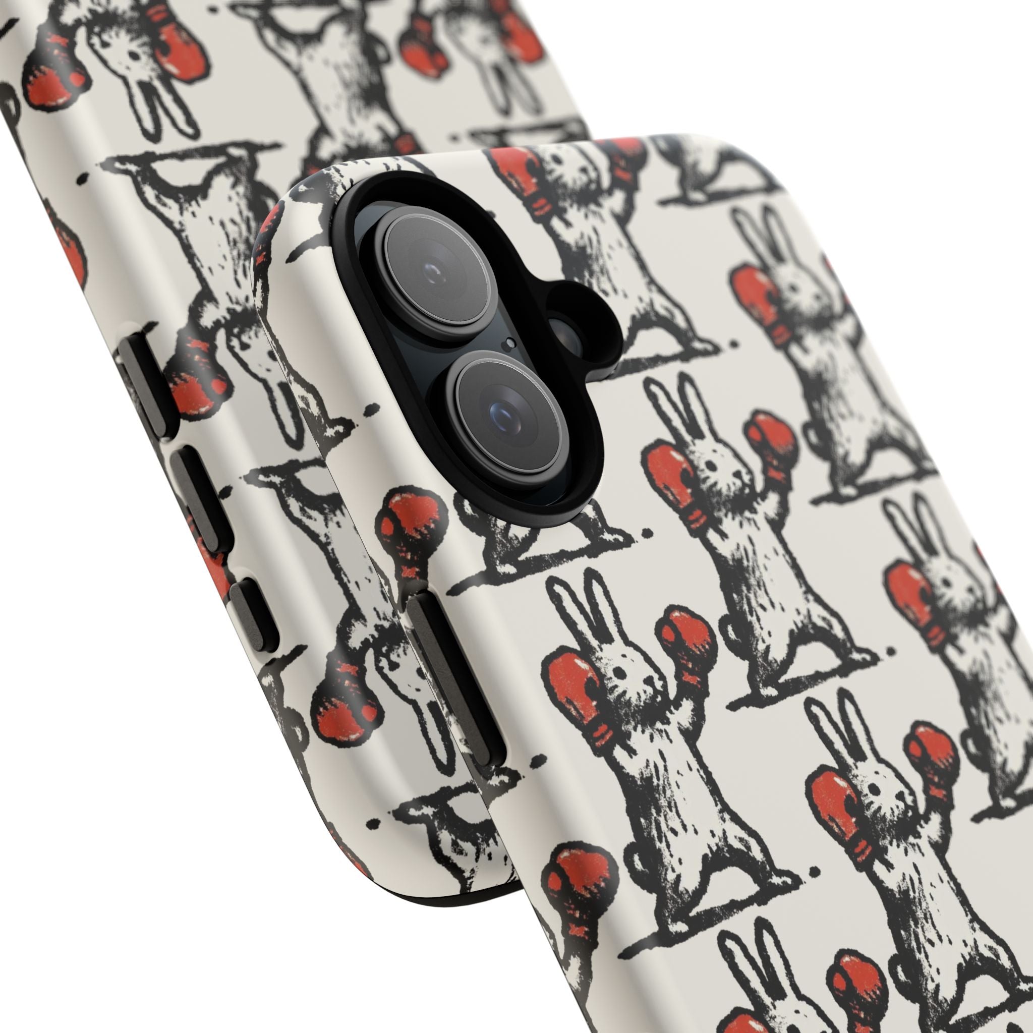 Playful Boxing Bunny Pattern Tough iPhone Case