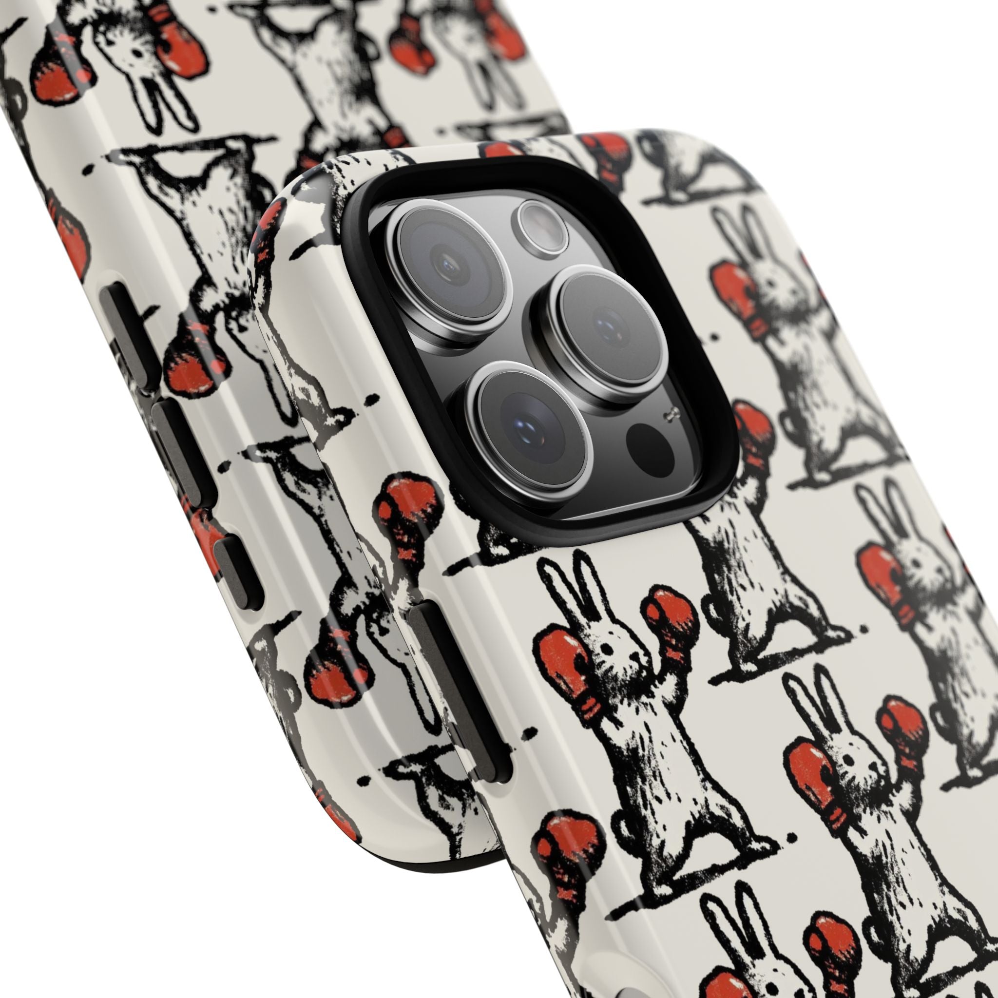 Playful Boxing Bunny Pattern Tough iPhone Case