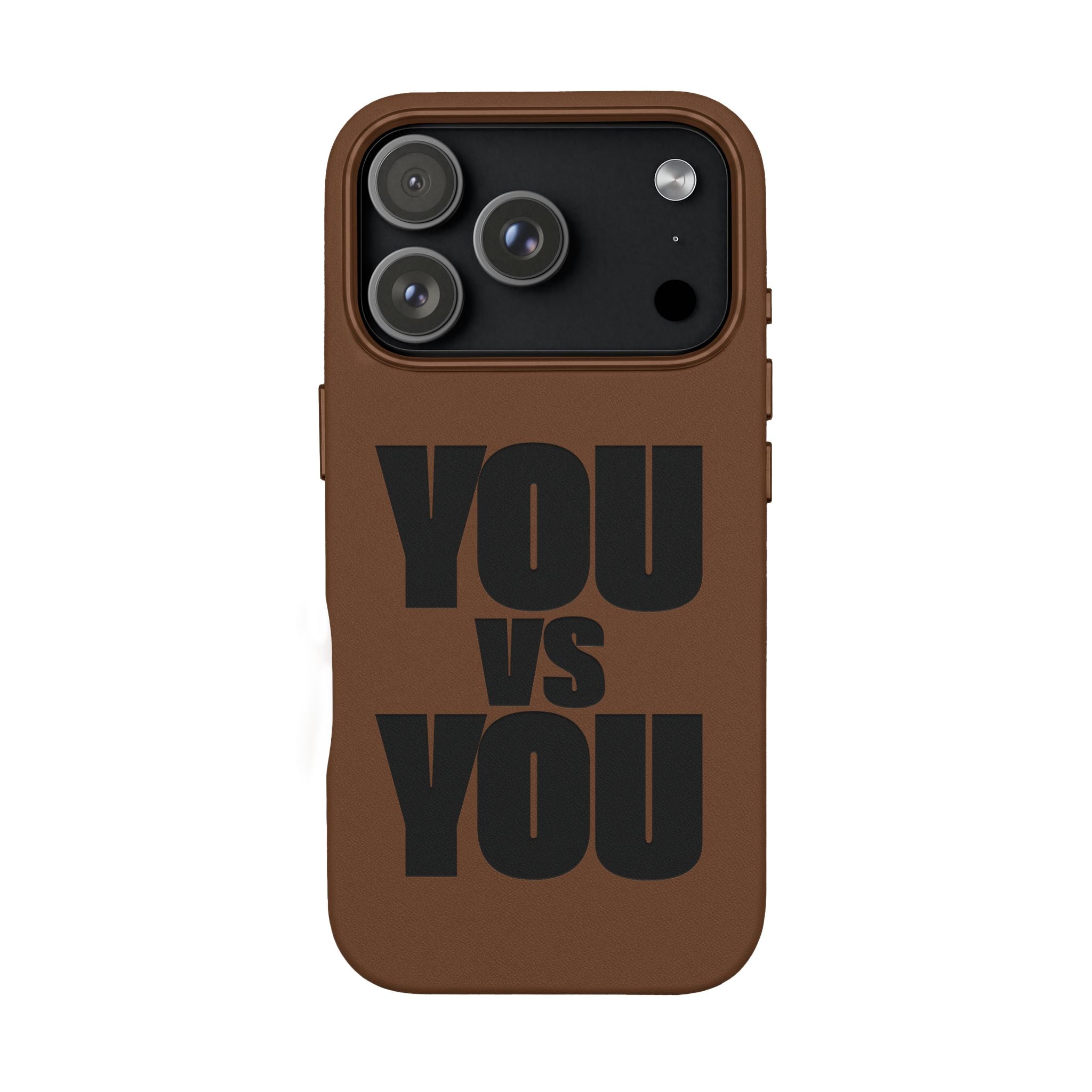 "YOU vs YOU" Engraved Motivational Case —PU Leather Phone Case