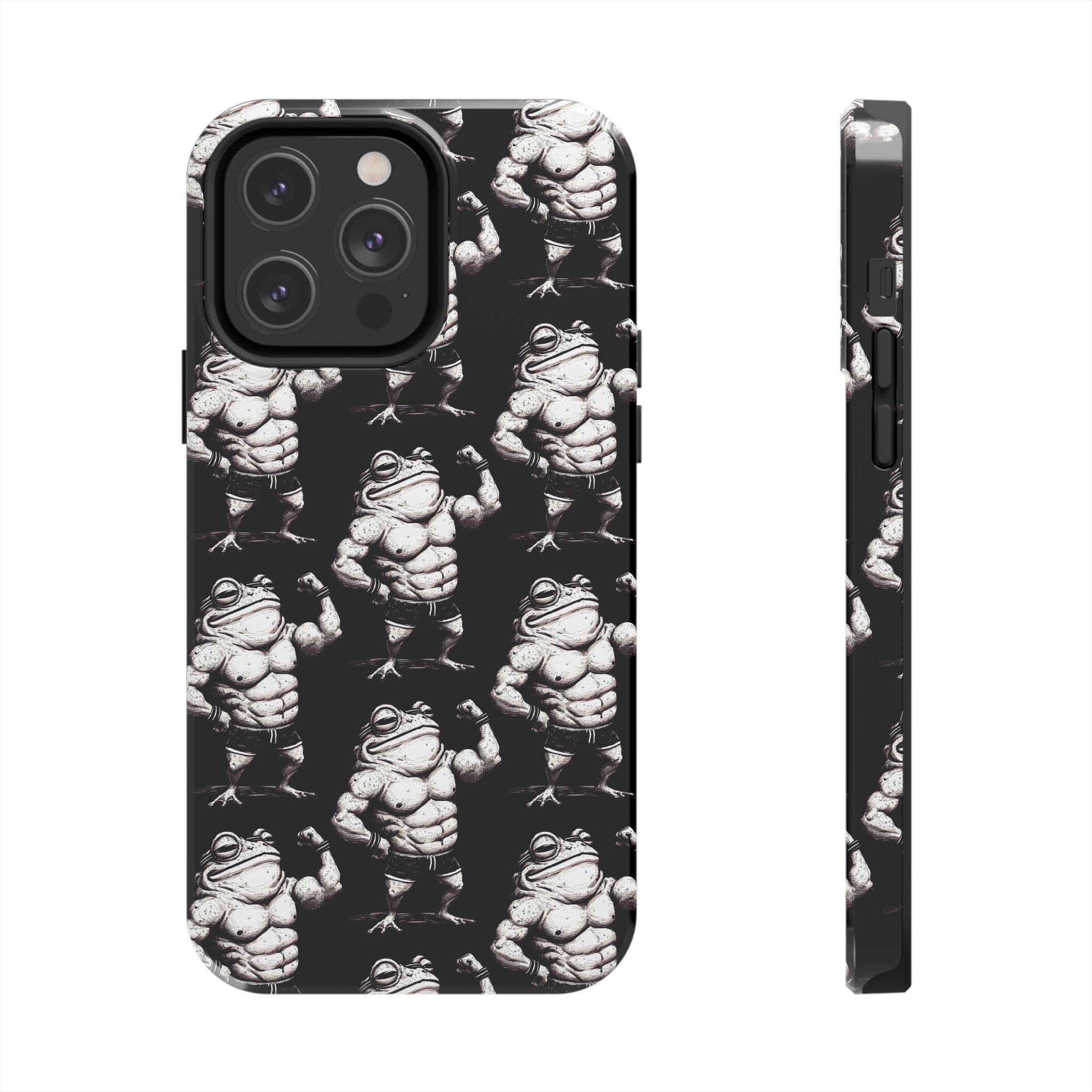 Frog Muscle Pattern Phone Case — Tough Black Protective iPhone Cover